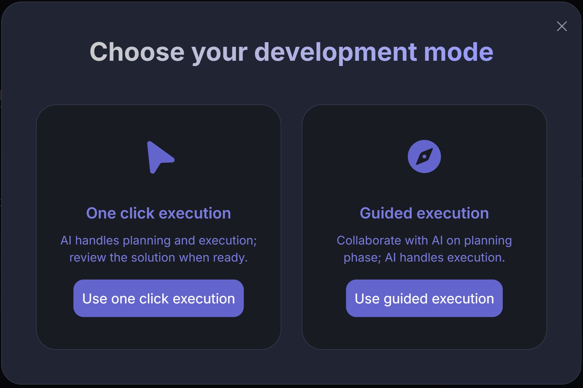 Choose execution mode